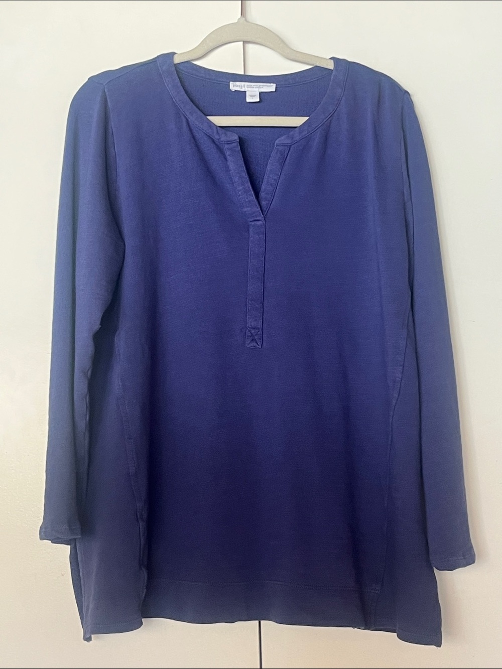 Pure Jill Long-Sleeve Henley Tunic Top - Women’s Large, 100% Organic Cotton